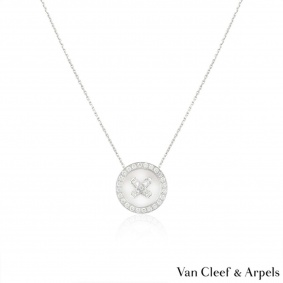 Van Cleef & Arpels White Gold Diamond Button Pendant Van Cleef & Arpels White Gold Diamond Button Pendant